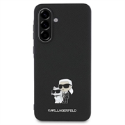 Samsung Galaxy A36 Karl Lagerfeld Saffiano Metal Karl and Choupette Case - Black