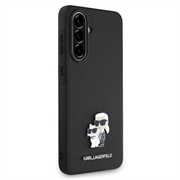 Samsung Galaxy A36 Karl Lagerfeld Saffiano Metal Karl and Choupette Case - Black