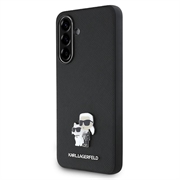 Samsung Galaxy A56 Karl Lagerfeld Saffiano Metal Karl and Choupette Case - Black