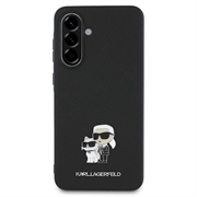 Samsung Galaxy A56 Karl Lagerfeld Saffiano Metal Karl and Choupette Case - Black