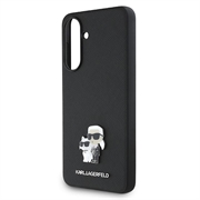 Samsung Galaxy A56 Karl Lagerfeld Saffiano Metal Karl and Choupette Case - Black