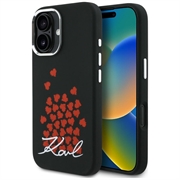 iPhone 16 Karl Lagerfeld Silicone Heart Sign Logo MagSafe Case - Black