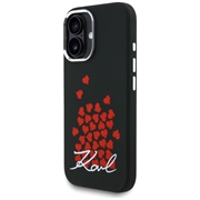 iPhone 16 Karl Lagerfeld Silicone Heart Sign Logo MagSafe Case - Black