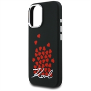 iPhone 16 Karl Lagerfeld Silicone Heart Sign Logo MagSafe Case - Black