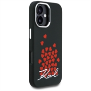 iPhone 16 Karl Lagerfeld Silicone Heart Sign Logo MagSafe Case - Black