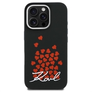iPhone 16 Pro Karl Lagerfeld Silicone Heart Sign Logo MagSafe Case - Black