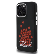 iPhone 16 Pro Karl Lagerfeld Silicone Heart Sign Logo MagSafe Case - Black