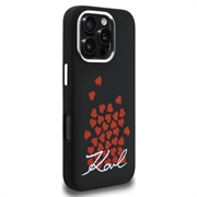 iPhone 16 Pro Karl Lagerfeld Silicone Heart Sign Logo MagSafe Case - Black