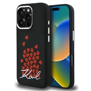 iPhone 16 Pro Max Karl Lagerfeld Silicone Heart Sign Logo MagSafe Case - Black
