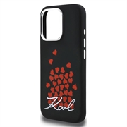 iPhone 16 Pro Max Karl Lagerfeld Silicone Heart Sign Logo MagSafe Case - Black