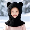 Kids Cat Ear Knitted Balaclava - Black