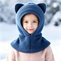 Kids Cat Ear Knitted Balaclava - Blue
