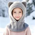 Kids Cat Ear Knitted Balaclava - Grey