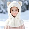 Kids Cat Ear Knitted Balaclava - White