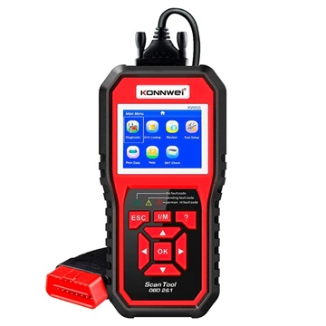 Konnwei KW850 OBD2/EOBD Car Fault Diagnostic Tool with LCD - Red