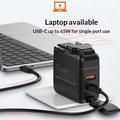 LDNIO Q2618 65W GaN Fast Charger with Interchangeable Plugs - USB-C/USB-A - Black