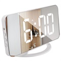 LED Alarm Clock with Digital Display and Mirror TS-8201 - White