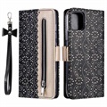 Lace Pattern Samsung Galaxy A22 5G, Galaxy F42 5G  Wallet Case - Black