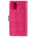 Lace Pattern Samsung Galaxy A22 5G, Galaxy F42 5G Wallet Case - Hot Pink