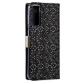 Lace Pattern Samsung Galaxy S21 5G Wallet Case - Black