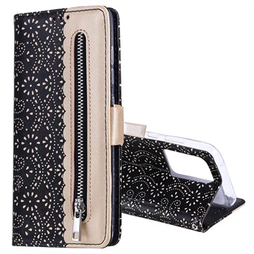 Lace Pattern Samsung Galaxy S21 Ultra 5G Wallet Case - Black