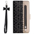 Lace Pattern Samsung Galaxy A20e Wallet Case - Black