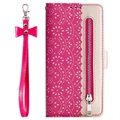 Lace Pattern Samsung Galaxy A40 Wallet Case - Hot Pink