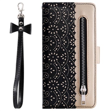 Lace Pattern iPhone X / iPhone XS Wallet Case - Black