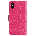 Lace Pattern iPhone X / iPhone XS Wallet Case - Hot Pink