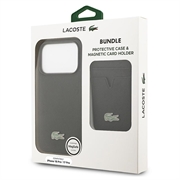 iPhone 18 Pro Lacoste Iconic Petit Pique MagSafe Case & Magnetic Card Holder - Black