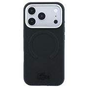iPhone 18 Pro Lacoste PVC Petit Pique Semi Wrap Embossed MagSafe Case - Black