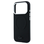 iPhone 18 Pro Lacoste PVC Petit Pique Semi Wrap Embossed MagSafe Case - Black