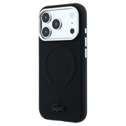 iPhone 18 Pro Lacoste PVC Petit Pique Semi Wrap Embossed MagSafe Case - Black