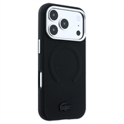 iPhone 18 Pro Lacoste PVC Petit Pique Semi Wrap Embossed MagSafe Case - Black
