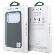iPhone 18 Pro Lacoste PVC Petit Pique Semi Wrap Embossed MagSafe Case - Black
