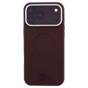 iPhone 18 Pro Max Lacoste PVC Petit Pique Semi Wrap Embossed MagSafe Case - Burgundy