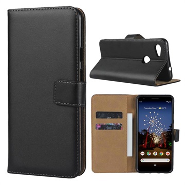 Google Pixel 3a Leather Wallet Case with Stand - Black