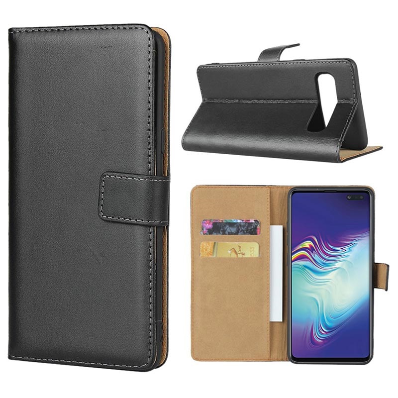 Samsung Galaxy S10 5G Leather Wallet Case with Stand Black