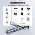 Lemorele TC53 Compact 4-in-1 USB 3.0 Hub - Grey