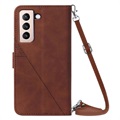 Line Series Samsung Galaxy S22 5G Wallet Case - Brown