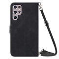 Line Series Samsung Galaxy S22 Ultra 5G Wallet Case - Black