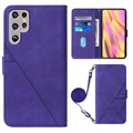 Line Series Samsung Galaxy S22 Ultra 5G Wallet Case - Purple