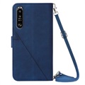 Line Series Sony Xperia 1 III Wallet Case - Blue