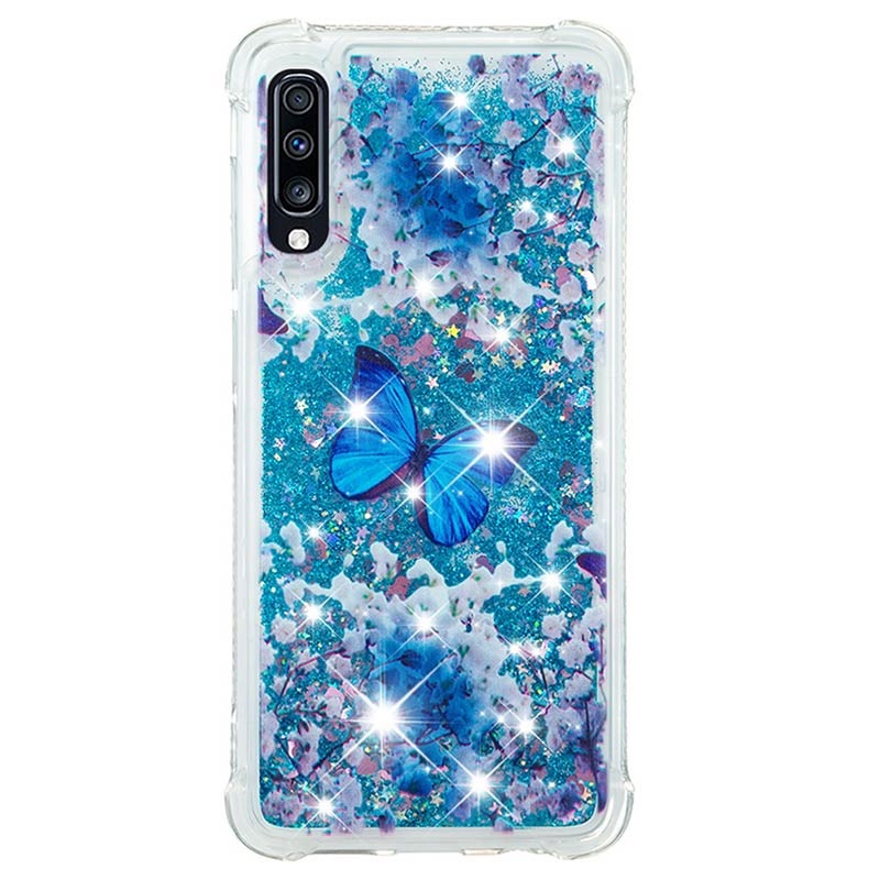 Liquid Glitter Samsung Galaxy A70 TPU Case - Blue Butterfly