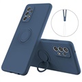 Samsung Galaxy A33 5G Liquid Silicone Case with Ring Holder - Blue