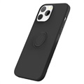 iPhone 13 Pro Max Liquid Silicone Case with Ring Holder - Black