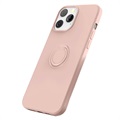 iPhone 13 Pro Liquid Silicone Case with Ring Holder - Pink