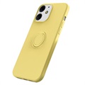 iPhone 13 Liquid Silicone Case with Ring Holder - Yellow