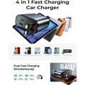 Lisen B104 4-in-1 Car Charger with Retractable USB-C & Lightning Cables - 45W