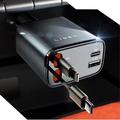 Lisen B104 4-in-1 Car Charger with Retractable USB-C & Lightning Cables - 45W